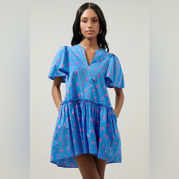 Sugarlips Dresses & Skirts - Sugarlips Valentina Floral Rock A By Trapeze Mini Dress babydoll ruffle drop hem